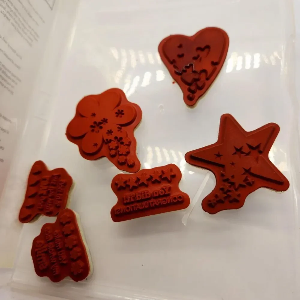 Stampin Up Sprinkled Expressions Cling Stamp Set Unmounted Heart Star Flower